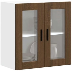 vidaXL Dulap de bucătărie cu ușă din sticlă din stejar maro „Porto”.