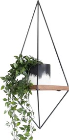 Raft WR039, nuc/negru, lemn de molid/metal, 60x15x23 cm