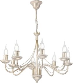 Candelabru suspendat pe lanț ANTON 8xE14/60W/230V, finisaj alb patinat