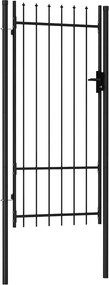vidaXL Poartă de gard Boxtel cu ușă simplă și vârf cu țepi, oțel, 1x2 m, negru