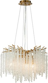 Candelabru din metal, auriu, cristale rotunde din sticlă, 40 x 45 cm, „Cascade”