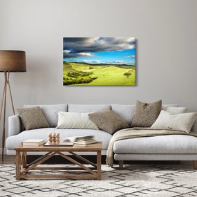 Tablou - Peisaj verde cu dealuri (90x60 cm)