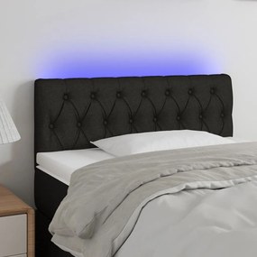 vidaXL Tăblie de pat cu LED, negru, 90x7x78/88 cm, textil