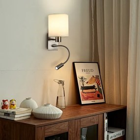 Lampă LED flexibilă de perete Brilagi NUBILA 1xE27/25W/230V+LED/3W crom mat/crem