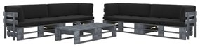 3066992 vidaXL Set mobilier din paleți cu perne, 6 piese, gri, lemn pin tratat