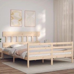 3195161 vidaXL Cadru de pat cu tăblie, king size, lemn masiv