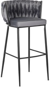 JAKS Scaun de bar Flores velvet gri