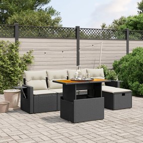 3275695 vidaXL Set mobilier de grădină cu perne, 6 piese, negru, poliratan