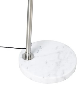Lampă de podea cu arc din oțel cu bază din marmură albă cu abajur din oțel - Arc XXL