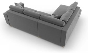 Colțar gri deschis extensibil, cu spațiu de depozitare cu tapițerie din catifea (cu colț pe partea stângă-în formă de ”L”) Kyoto – Cosmopolitan Design