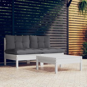 3095999 vidaXL Set mobilier grădină cu perne, antracit, 3 piese, lemn de pin