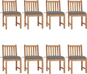 vidaXL Scaune de grădină cu perne, 8 buc., lemn masiv de tec