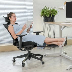 Scaun de birou ergonomic cu recliner, textil / metal, negru, Songmics