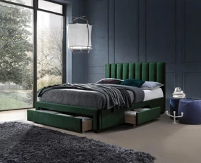 Pat matrimonial 160 cm Glen 160 (verde închis) (cu somieră și sp. depozitare). Promo -6%. 1007997