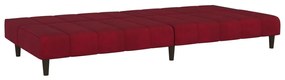 Canapea extensibila cu 2 locuri si taburet, rosu vin, canapea Bordo, Cu suport de picioare