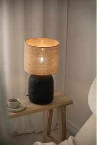 Veioză negru-natural cu abajur din iută (înălțime 45 cm) Montagna – Markslöjd