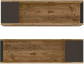 Set raft de perete Riva culoare stejar si antracit 100 cm