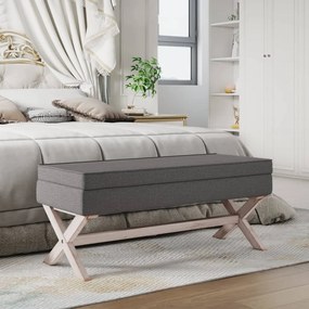 vidaXL Taburet de depozitare, gri închis, 110x45x49 cm material textil