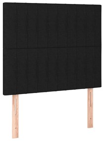 Cadru de pat cu tablie, negru, 90x200 cm, textil Negru, 90 x 200 cm, Benzi verticale