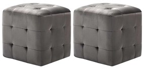 vidaXL Noptiere, 2 buc., gri, 30 x 30 x 30 cm, țesătură din catifea
