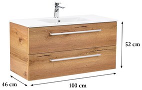 Dulap inferior Vario Clam 100 cu lavoar stejar-stejar
