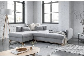 Colțar gri deschis extensibil/cu spațiu de depozitare (cu colț pe partea stângă/în formă de ”L”) Scandic Lagom – Miuform