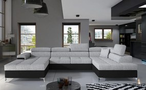 Canapea modulara, extensibila, cu spatiu pentru depozitare, 345x202x90 cm, Eduardo R01, Eltap (Culoare: Bej Pepit / Bej deschis)