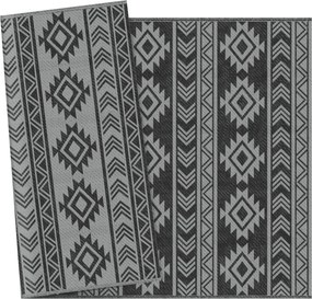 Outsunny Covor Exterior Reversibil, 1,8 x 2,75m, Impermeabil pentru Curte, Veranda, Picnic, Plaja, Camping, Negru si Gri | Aosom Romania