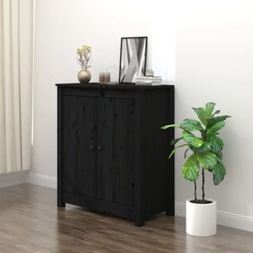 Servanta, negru, 70x35x80 cm, lemn masiv de pin 1, Negru, 70 x 35 x 80 cm, Dulap lateral cu 2 usi