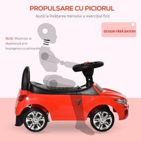 HOMCOM Mașinuță pentru Copii cu Volan, Mașină cu Faruri și Melodii Integrate, Vârstă 18-36 Luni, 63,5x28x36 cm, Roșu | Aosom Romania