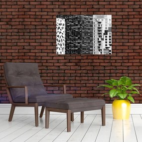 Tablou pe sticlă cu arhitectura alb neagră (70x50 cm)