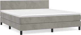 vidaXL Pat box spring cu saltea, gri deschis, 180x200 cm, catifea