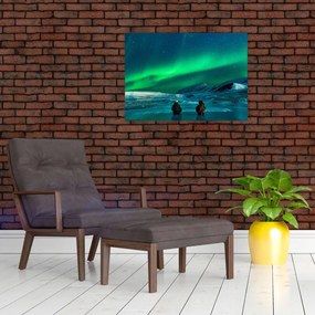 Tablou cu oameni la Aurora borealis (70x50 cm)