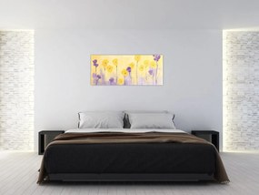 Tablou - Flori mov și galbene (120x50 cm)