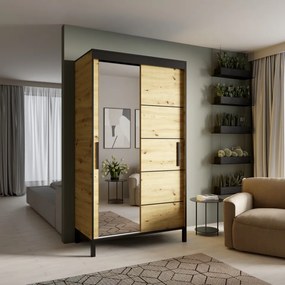 Dulap cu usi glisante si oglinda 120x221 cm, Bell-M, ADRK Furniture (Culoare: Alb)