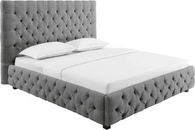 Pat elegant tapitat cu tesatura gri, PARIS CHESTERFIELD 180x200cm