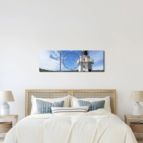 Tablou cu farurile Akaroa, Nooua Zeelanda (cu ceas) (90x30 cm)