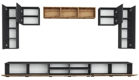 Living haaus Haga V2, Antracit/Stejar Wotan, L 360 cm