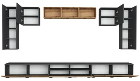 Living haaus Haga V2, Antracit/Stejar Wotan, L 360 cm