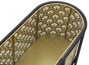 Suport pentru ghivece auriu/negru din metal, 60x20x70 cm, Oval Mauro Ferretti