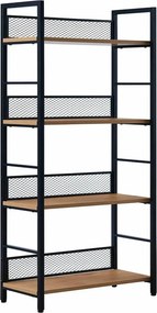 Etajera KELER TIP 1, negru/stejar, DTD laminat/metal, 60x28x121 cm