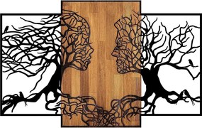 Decoratiune perete TREE LOVE 312, negru/nuc, metal/lemn, 125x3x79 cm