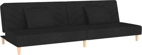 vidaXL Canapea extensibilă cu 2 locuri, 2 perne, negru, textil