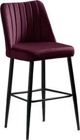 Set 2 scaune bar VENTO, rosu/negru, stofa catifelata/metal, 49x45x99 c