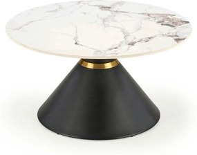 Masuta cafea blat marmura GORETTI, alb/negru/auriu, otel, 80x80x42 cm