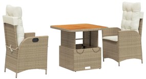 3277469 vidaXL Set mobilier de grădină cu perne, 3 piese, bej, poliratan