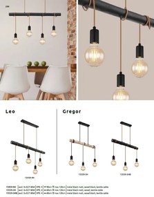 Lustra cu 3 pendule design rustic Gregor negru, natural