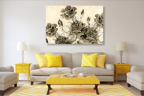 Tablou buchetul de trandafiri vintage în design sepia