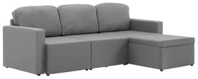 288783 vidaXL Canapea extensibilă modulară cu 3 locuri, gri deschis, textil