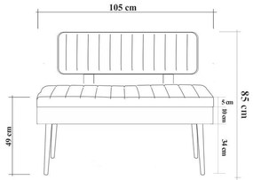 Taburet Banca Bucatarie Bench, 110 x 85 x 36 cm